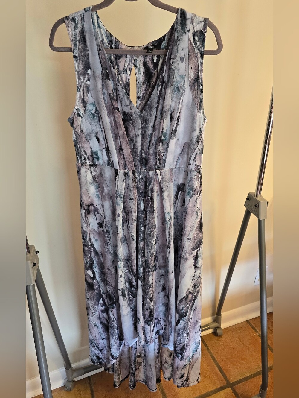 Simply Vera Vera Wang Floral Maxi Dress Watercolor Gray and Purple Size XL